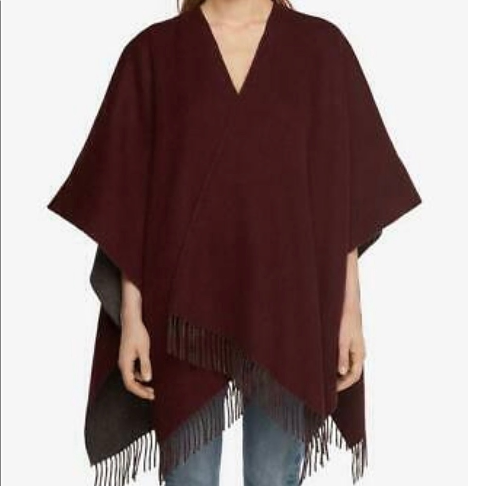 Rag & Bone Reversible Gray/Burgundy Wool Wrap